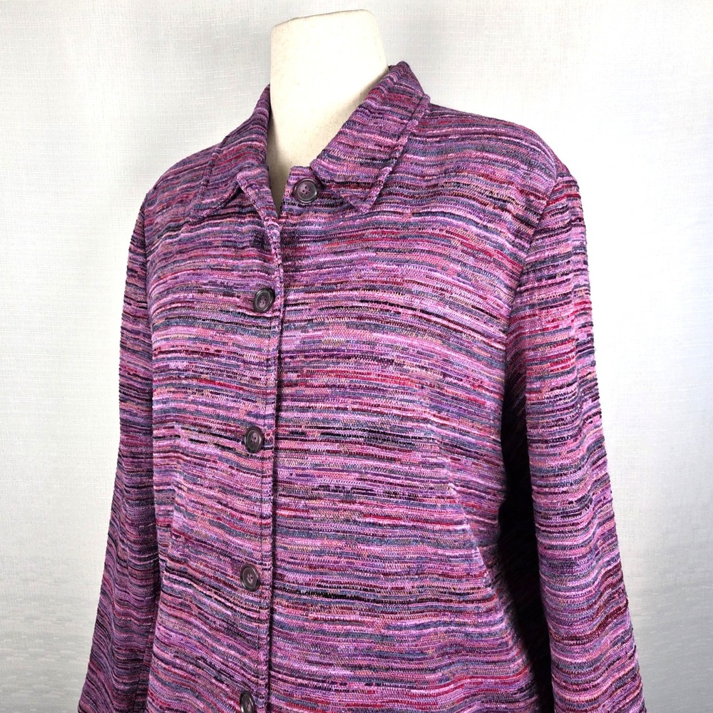 Coldwater Creek Pink Striped Jacquard Blazer‎ Women's L Career Secretary Office